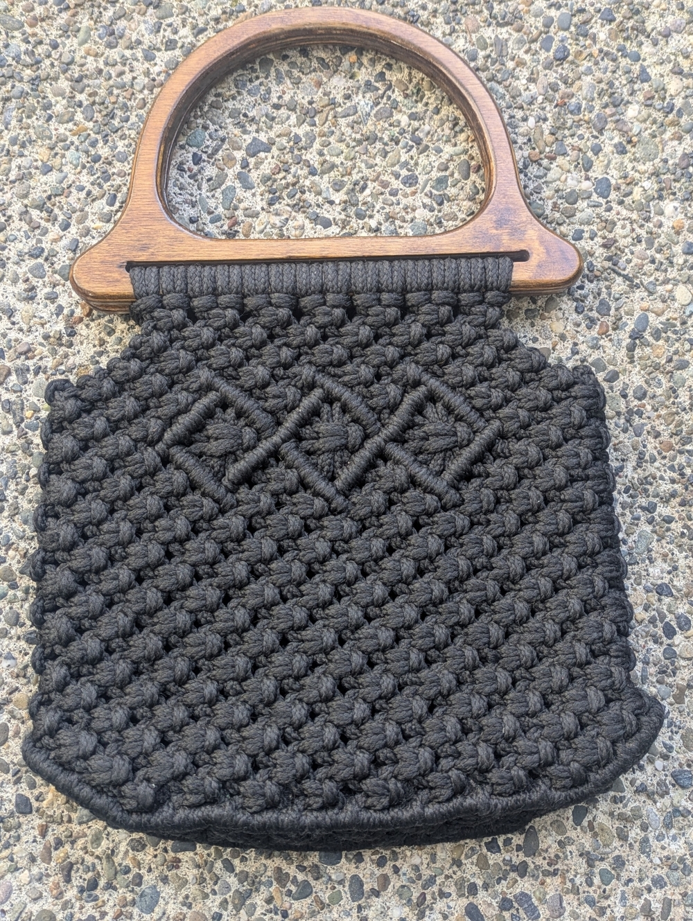 Vintage Black Woven Crochet Bag